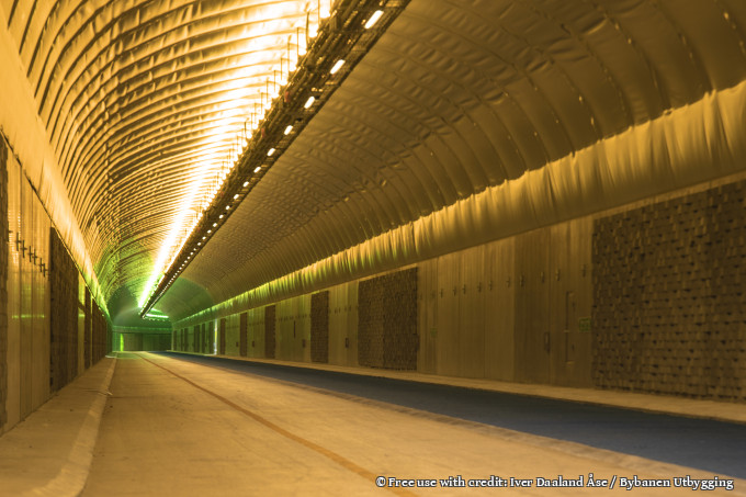 Løvstakk, Pedestrian & Bicycle Tunnel (NO) – Architectural Drip Shield with lights.